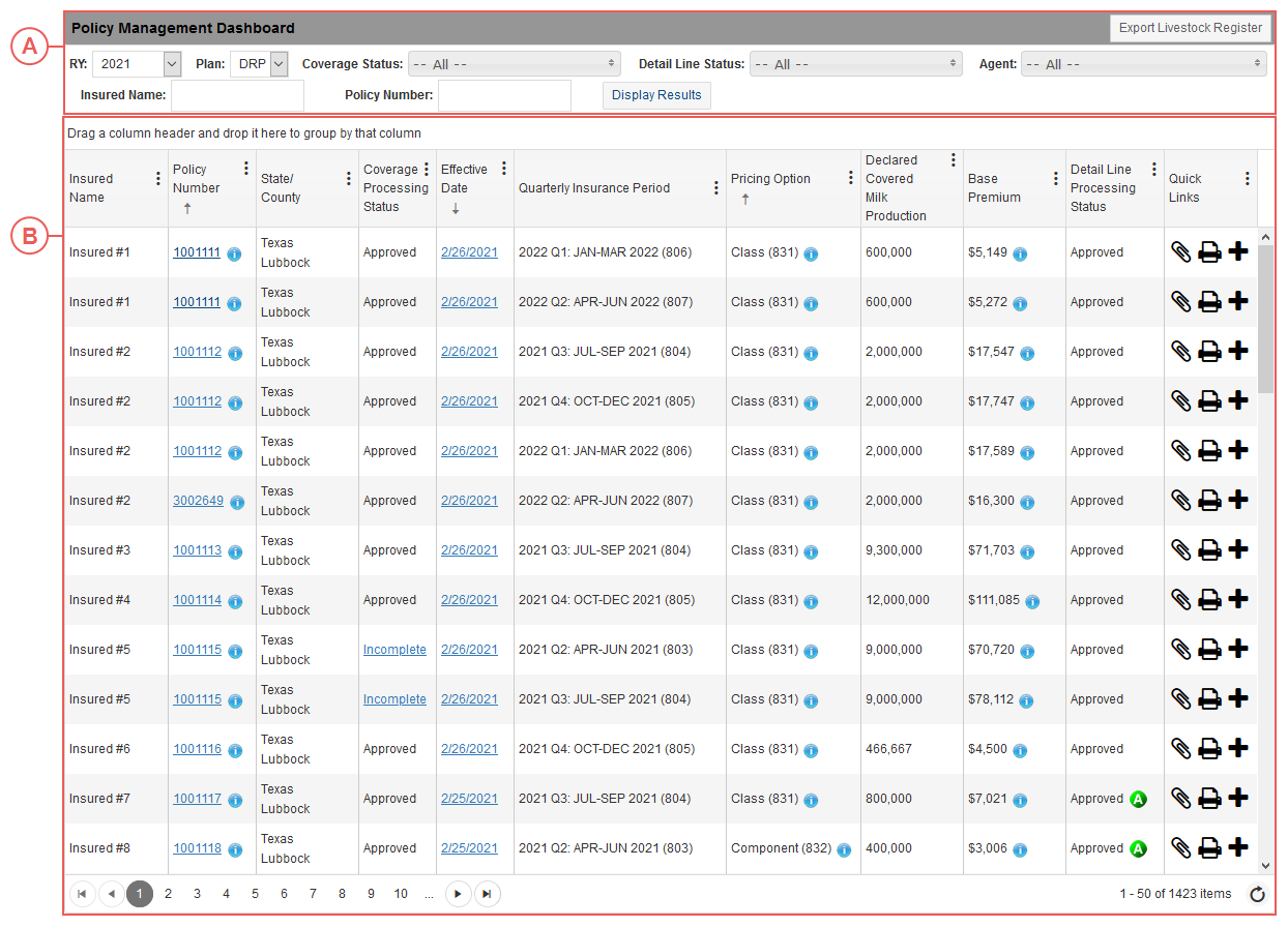Livestock Policy Management Dashboard