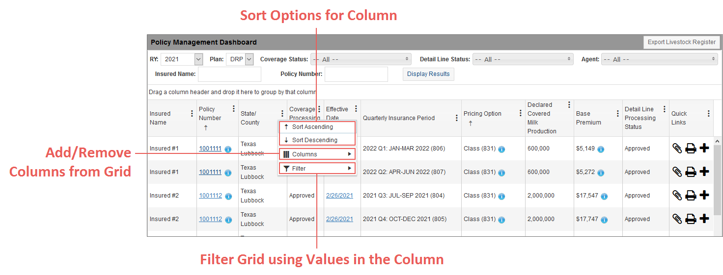 Livestock Policy Management Dashboard