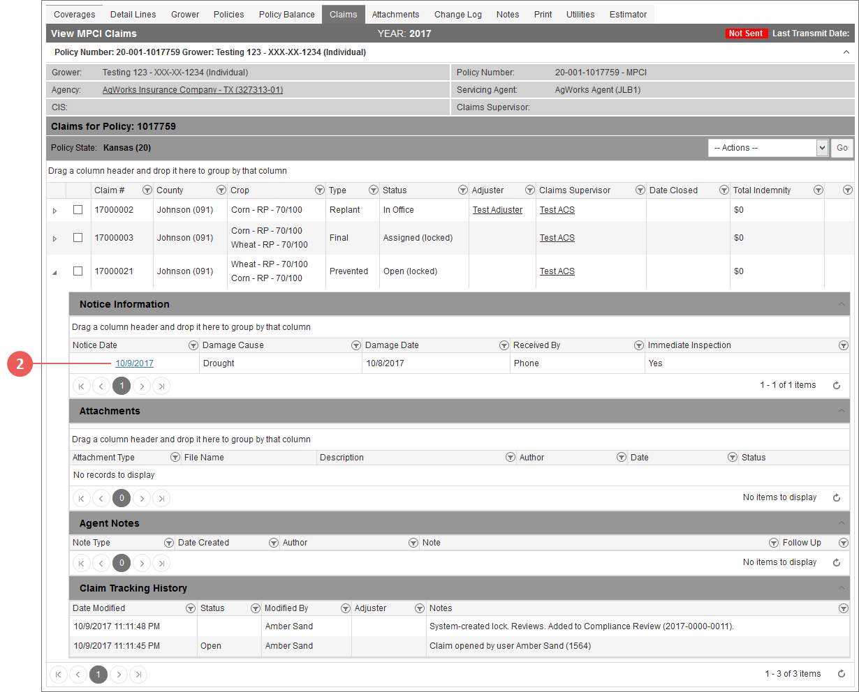 Edit an MPCI Notice of Loss (NOL)